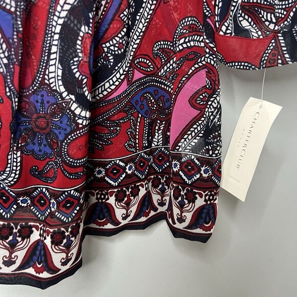 Charter Club Relaxed Women’s Blouse Button Up Shirt Size 1X Paisley Pleated - Picture 5 of 7